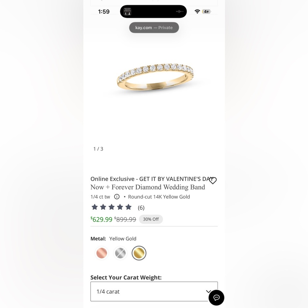 Kay Jewelers Yellow Gold Diamond Wedding Band